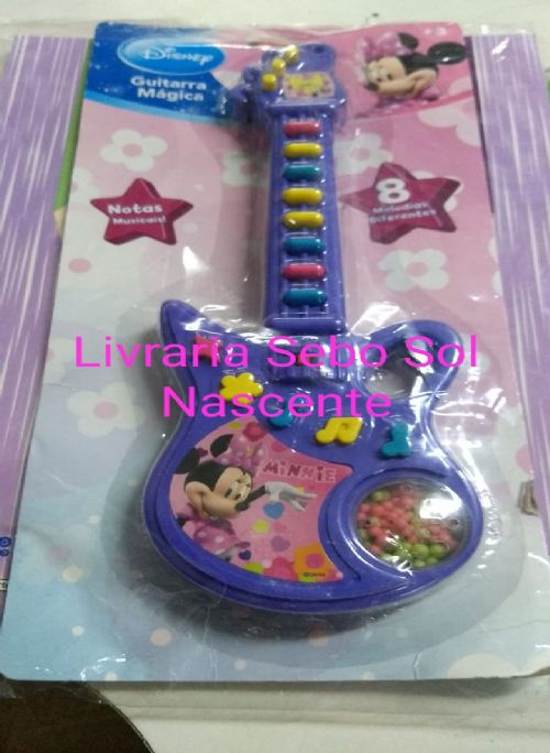 Guitarra musical Minnie + livro colorir disney princesas