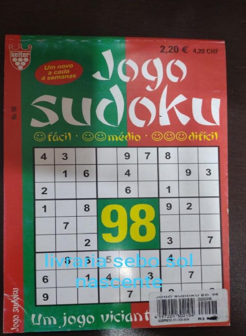 Nº 98 Jogo Sudoku - Fácil, Médio, Difícil