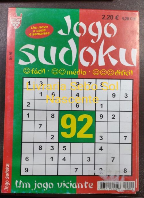 Nº 92 Jogo Sudoku - Fácil, Médio, Difícil