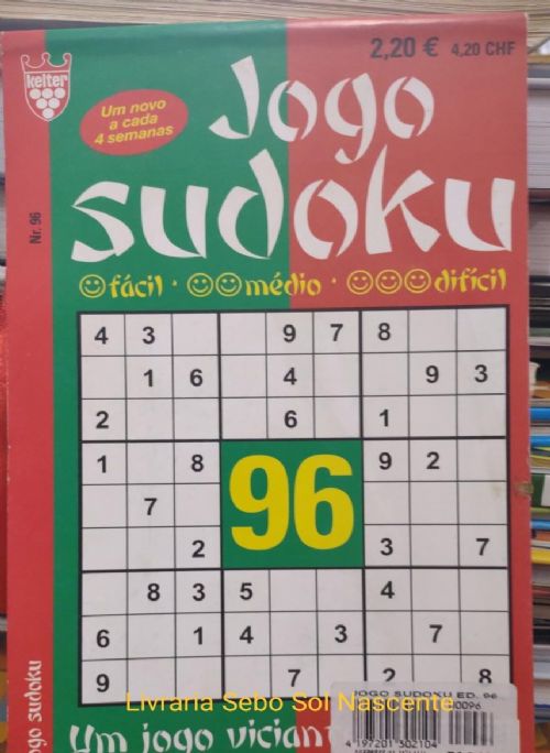 Nº 96 Jogo Sudoku - Fácil, Médio, Difícil