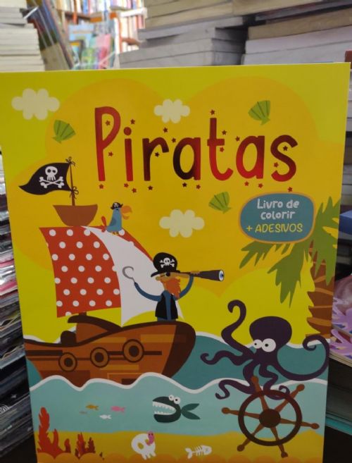 Piratas - Livro de Colorir Com Adesivos