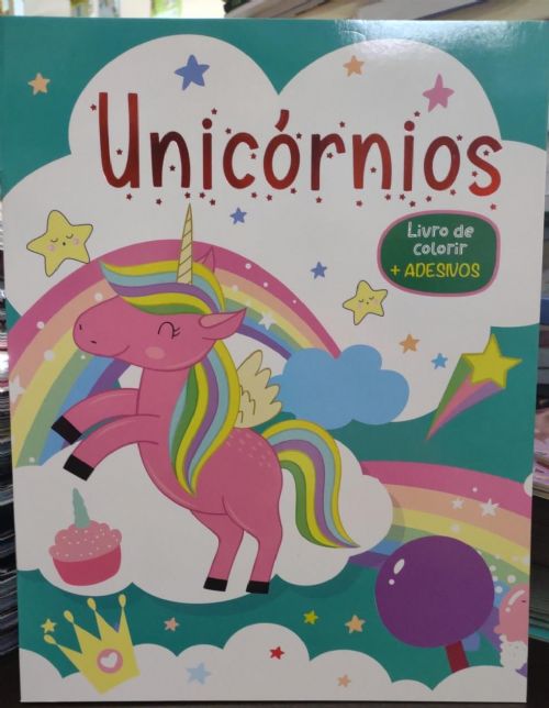 Unicornios - Livro de Colorir Com Adesivos