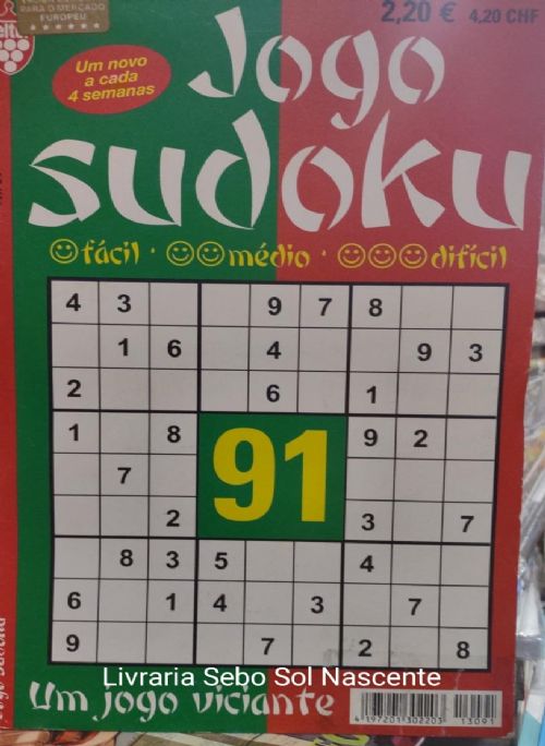 Nº 91 Jogo Sudoku - Fácil, Médio, Difícil