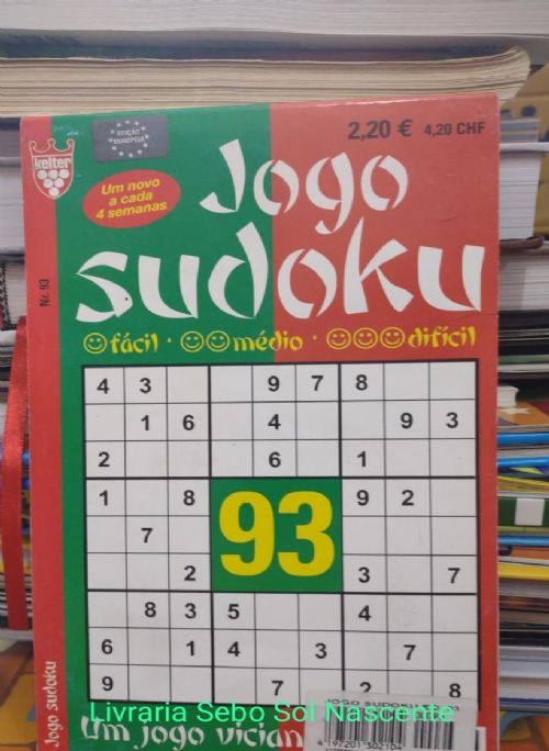 Nº 93 Jogo Sudoku - Fácil, Médio, Difícil