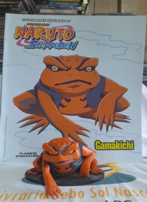 Miniatura Gamakichi + Fasciculo Naruto Shippuden Figuras de Coleção